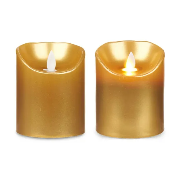 LED Candle Golden 8 x 8 x 10 cm (12 Units)