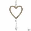 Christmas bauble Heart champagne Plastic Glitter 9 x 16 x 2 cm (24 Units)