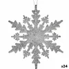 Christmas bauble Snowflakes Silver Plastic Glitter 15 x 15 x 0,2 cm (24 Units)