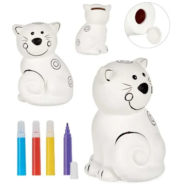 Paint Your Own Money Box Cat Ceramic 9 x 11,8 x 8,5 cm (12 Units)