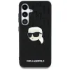 Karl Lagerfeld Leather Monogram Pin Logo Karl Head - Case for Samsung Galaxy S25 (Black)