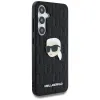 Karl Lagerfeld Leather Monogram Pin Logo Karl Head - Case for Samsung Galaxy S25 (Black)