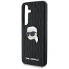 Karl Lagerfeld Leather Monogram Pin Logo Karl Head - Case for Samsung Galaxy S25 (Black)