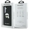 Karl Lagerfeld Leather Monogram Pin Logo Karl Head - Case for Samsung Galaxy S25 (Black)
