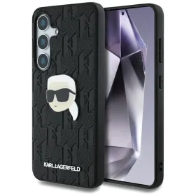 Karl Lagerfeld Leather Monogram Pin Logo Karl Head - Case for Samsung Galaxy S25+ (Black)