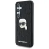 Karl Lagerfeld Leather Monogram Pin Logo Karl Head - Case for Samsung Galaxy S25+ (Black)