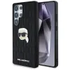 Karl Lagerfeld Leather Monogram Pin Logo Karl Head - Case for Samsung Galaxy S25 Ultra (Black)