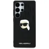 Karl Lagerfeld Leather Monogram Pin Logo Karl Head - Case for Samsung Galaxy S25 Ultra (Black)