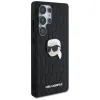 Karl Lagerfeld Leather Monogram Pin Logo Karl Head - Case for Samsung Galaxy S25 Ultra (Black)
