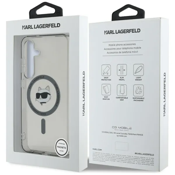 Karl Lagerfeld Button Choupette Head Printed Logo MagSafe - Case for Samsung Galaxy S25 (Black)