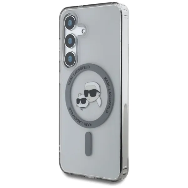 Karl Lagerfeld Button Karl & Choupette Heads Printed Logo MagSafe - Case for Samsung Galaxy S25 (Black)