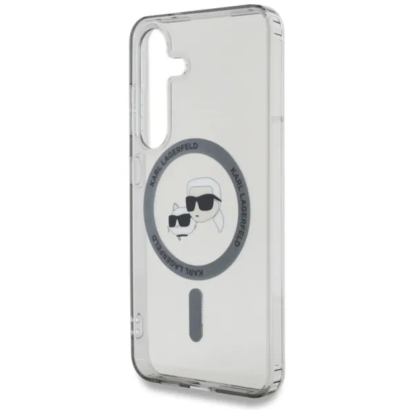 Karl Lagerfeld Button Karl & Choupette Heads Printed Logo MagSafe - Case for Samsung Galaxy S25 (Black)