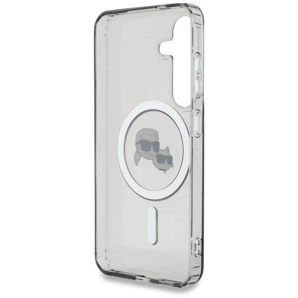 Karl Lagerfeld Button Karl & Choupette Heads Printed Logo MagSafe - Case for Samsung Galaxy S25 (Black)