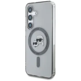 Karl Lagerfeld Button Karl & Choupette Heads Printed Logo MagSafe - Case for Samsung Galaxy S25+ (Black)