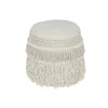 Footrest Home ESPRIT White Fringe 40 x 40 x 45 cm