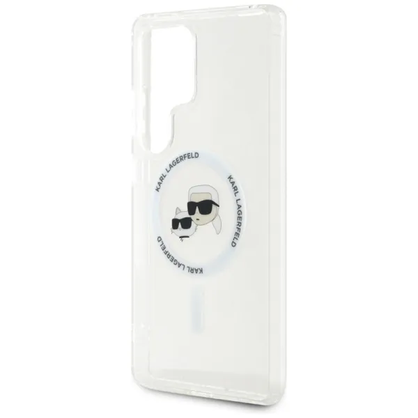 Karl Lagerfeld Button Karl & Choupette Heads Printed Logo MagSafe - Case for Samsung Galaxy S25 Ultra (White)