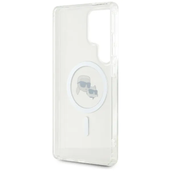 Karl Lagerfeld Button Karl & Choupette Heads Printed Logo MagSafe - Case for Samsung Galaxy S25 Ultra (White)