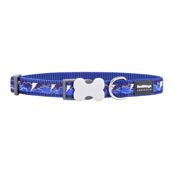 Dog collar Red Dingo Lightning 20-32 cm Navy Blue