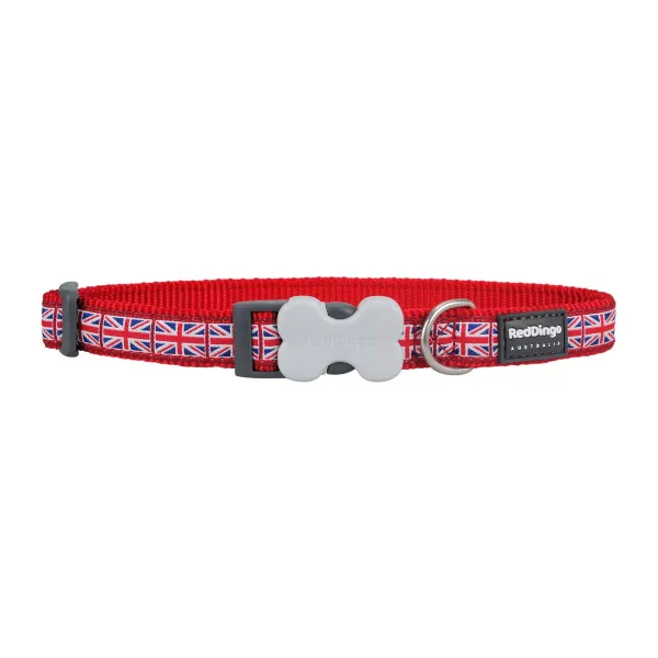 Dog collar Red Dingo Union Jack 20-32 cm Red