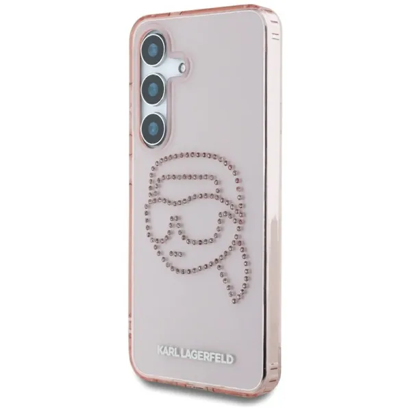 Karl Lagerfeld Rhinestones Karl Head Logo - Case for Samsung Galaxy S25 (Pink)