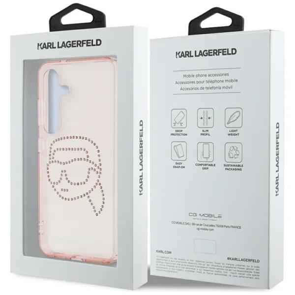 Karl Lagerfeld Rhinestones Karl Head Logo - Case for Samsung Galaxy S25 (Pink)