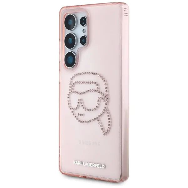 Karl Lagerfeld Rhinestones Karl Head Logo - Case for Samsung Galaxy S25 Ultra (Pink)