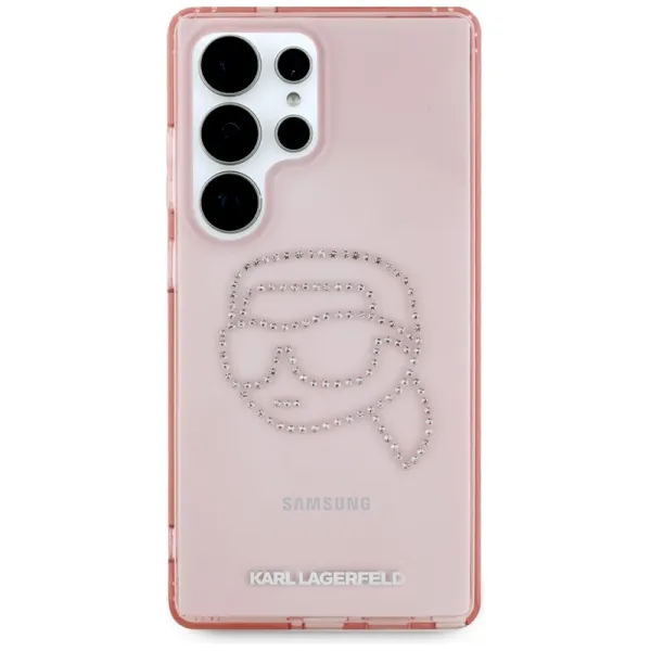 Karl Lagerfeld Rhinestones Karl Head Logo - Case for Samsung Galaxy S25 Ultra (Pink)