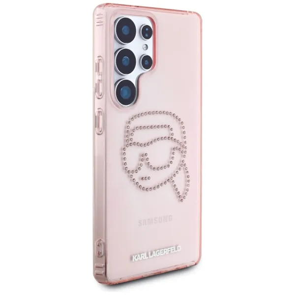 Karl Lagerfeld Rhinestones Karl Head Logo - Case for Samsung Galaxy S25 Ultra (Pink)