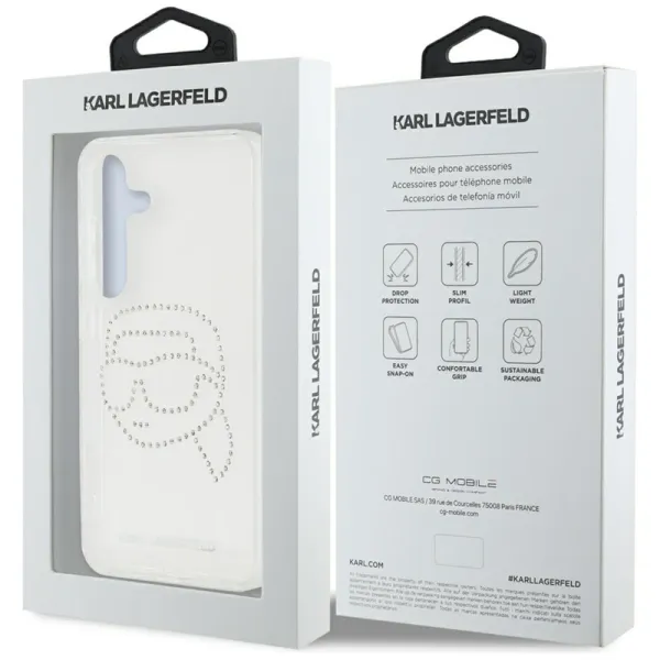Karl Lagerfeld Rhinestones Karl Head Logo - Case for Samsung Galaxy S25 (Transparent)