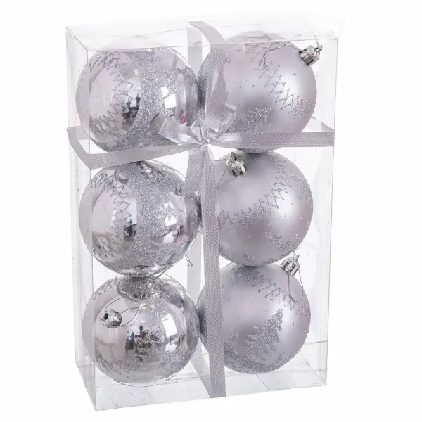 Christmas Baubles Silver Plastic Deer 8 x 8 x 8 cm (6 Units)