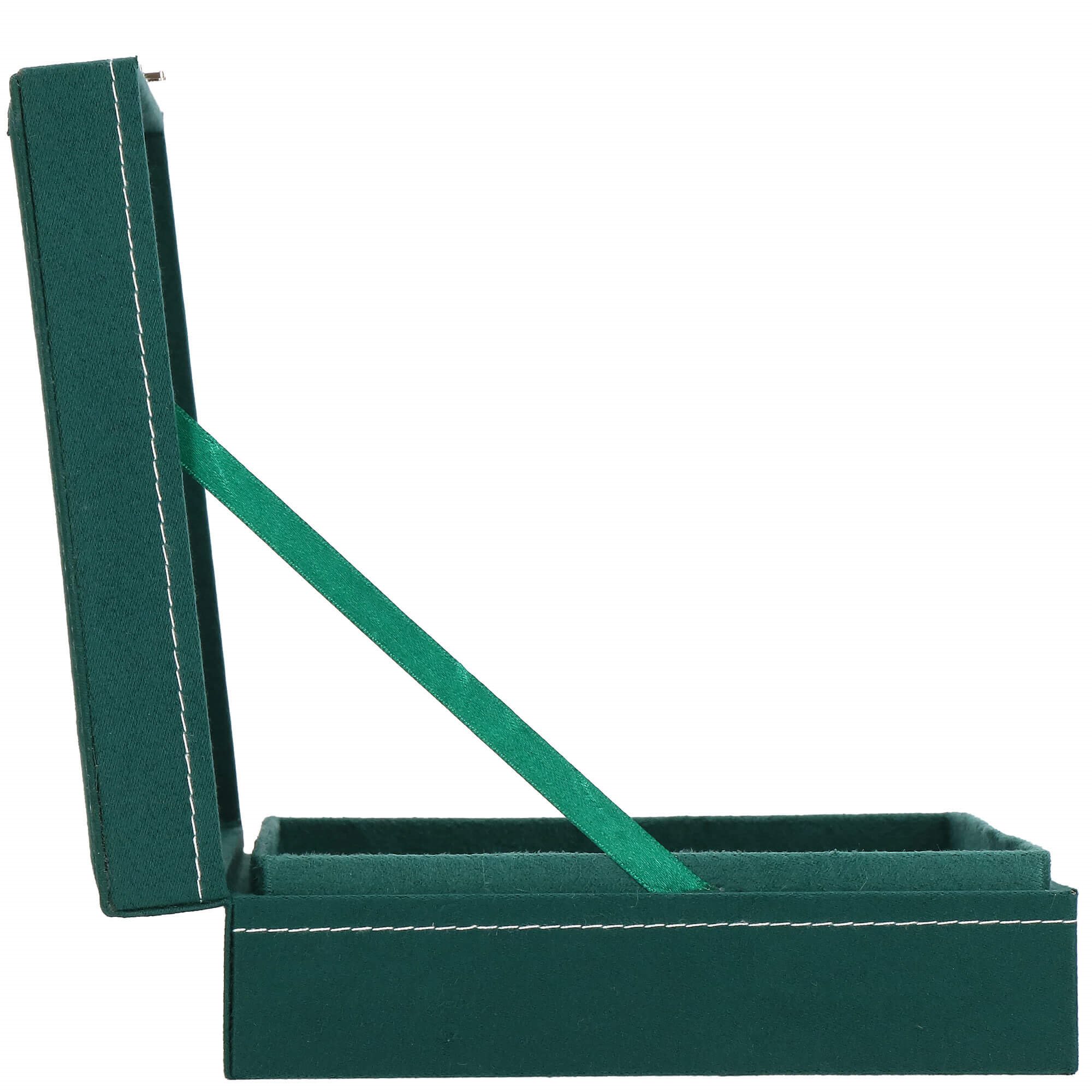 Jewelry box Springos HA1043, 28x19.5x7 cm, green velvet organizer with 17 compartments