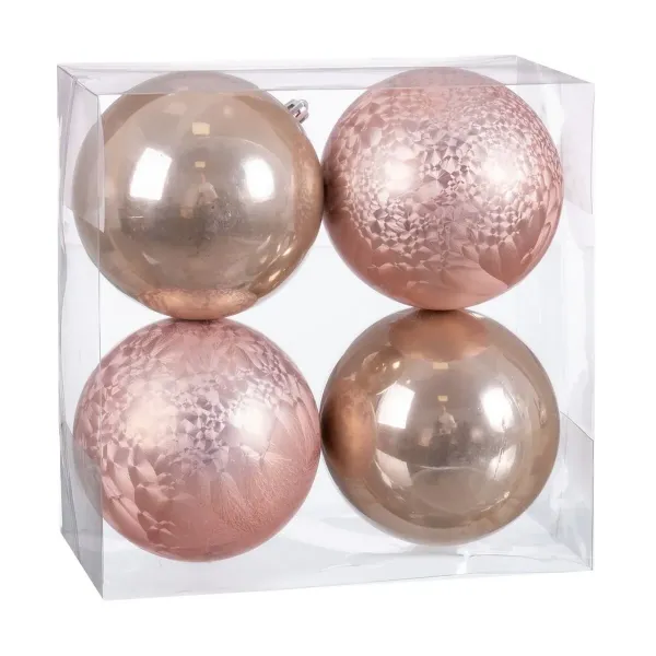 Christmas Baubles Beige Plastic 10 x 10 x 10 cm (4 Units)