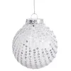 Christmas Baubles White Silver Plastic Fabric Sequins 10 x 10 x 10 cm (4 Units)