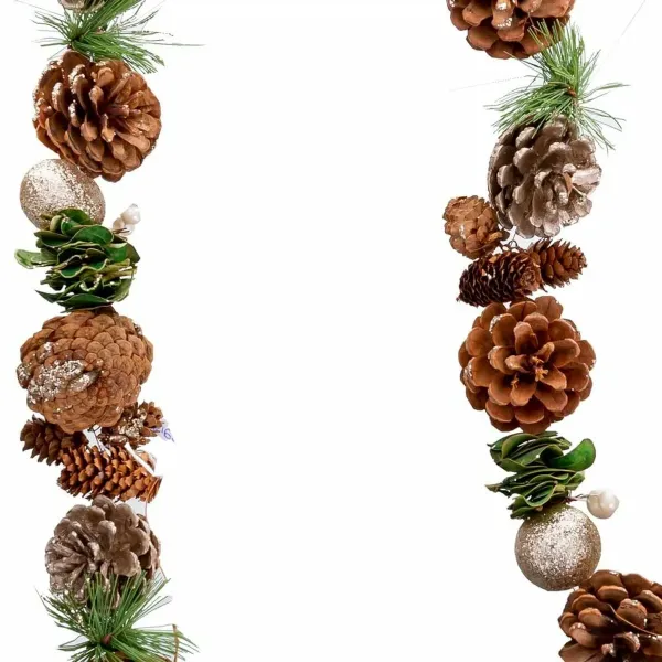 Christmas garland Golden Natural Plastic Foam Pineapples 150 cm