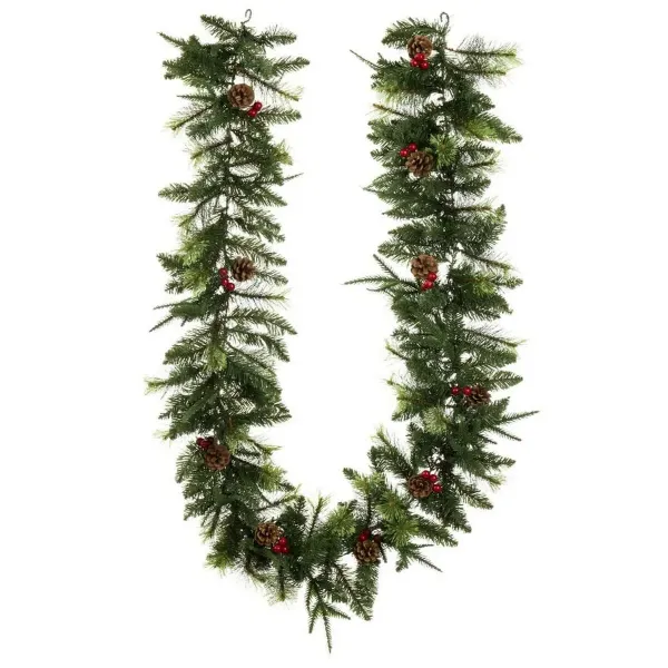 Christmas garland PVC Polyethylene Red Green Natural Pineapples 270 x 30 x 7 cm