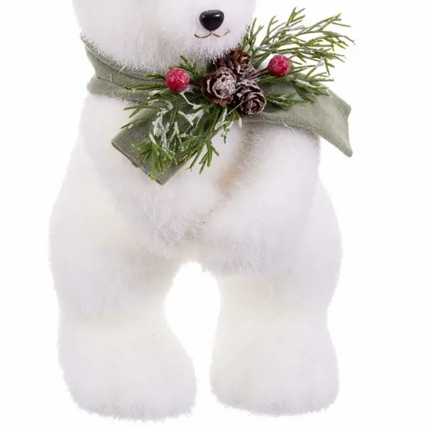 Christmas bauble White Multicolour Plastic Polyfoam Fabric Bear 13 x 15 x 30 cm