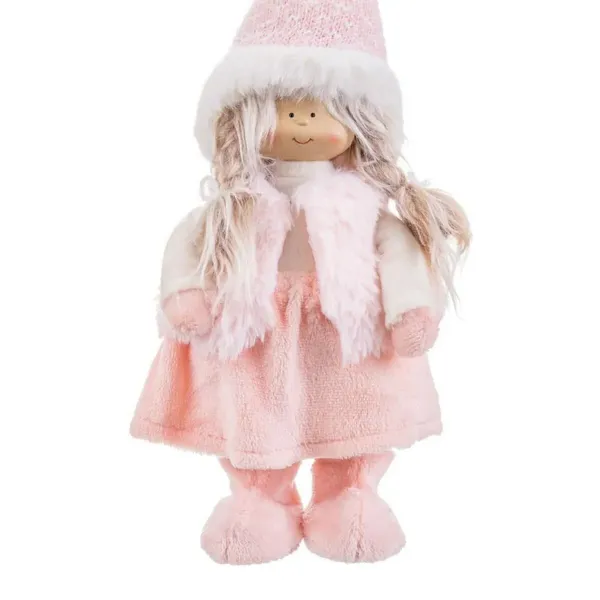 Christmas bauble Pink Metal Polyresin Polyfoam Fabric Girl 19 x 10 x 51 cm