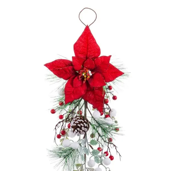 Door Hanger Christmas Red Multicolour Plastic Fabric Pineapples 60 cm