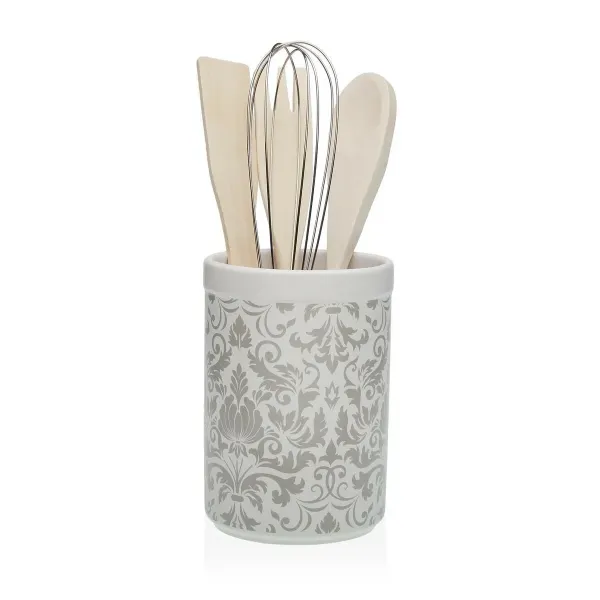 Pot for Kitchen Utensils Versa Damasco Ceramic 10 x 15 x 10 cm