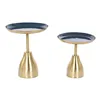 Set of 2 tables Home ESPRIT Blue Golden 40,5 x 40,5 x 48 cm