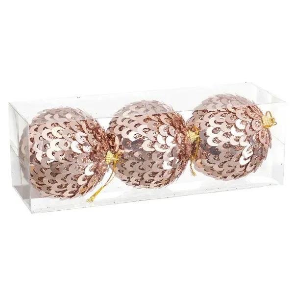 Christmas Baubles Bronze Plastic Polyfoam 10 x 10 x 10 cm (3 Units)