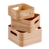 Set of Stackable Organising Boxes Caison Natural Wood 18,5 x 18,5 x 10 cm 3 Pieces