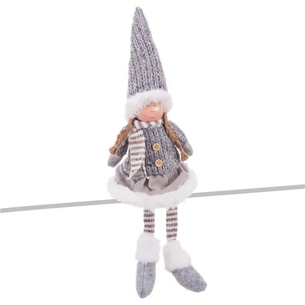 Christmas bauble Grey Multicolour Polyresin Sand Fabric Girl 12 x 9 x 53 cm