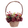 Christmas bauble Red Multicolour Rattan Plastic Foam Pineapples Basket 21 x 21 x 30 cm