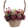 Christmas bauble Red Multicolour Rattan Plastic Foam Pineapples Basket 21 x 21 x 30 cm