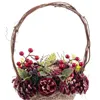 Christmas bauble Red Multicolour Rattan Plastic Foam Pineapples Basket 21 x 21 x 30 cm