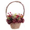 Christmas bauble Red Multicolour Rattan Plastic Foam Pineapples Basket 21 x 21 x 30 cm