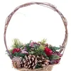 Christmas bauble Red Multicolour Rattan Plastic Foam Pineapples Basket 21 x 21 x 30 cm