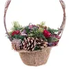 Christmas bauble Red Multicolour Rattan Plastic Foam Pineapples Basket 21 x 21 x 30 cm