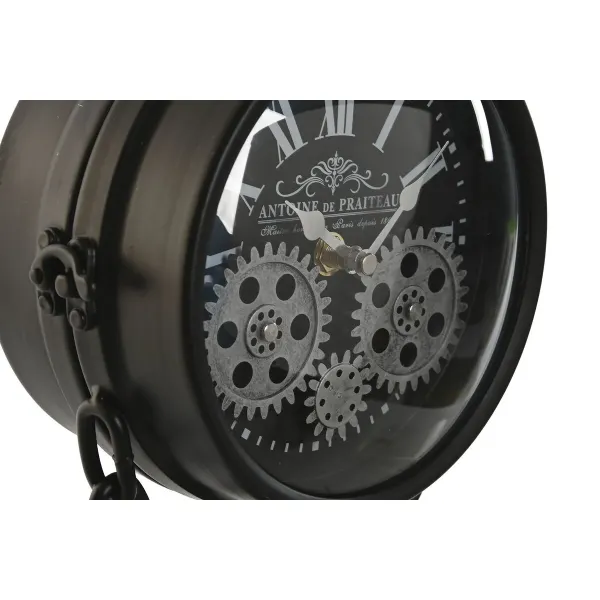 Table clock Home ESPRIT Black Silver Metal Crystal 18 x 17 x 33 cm